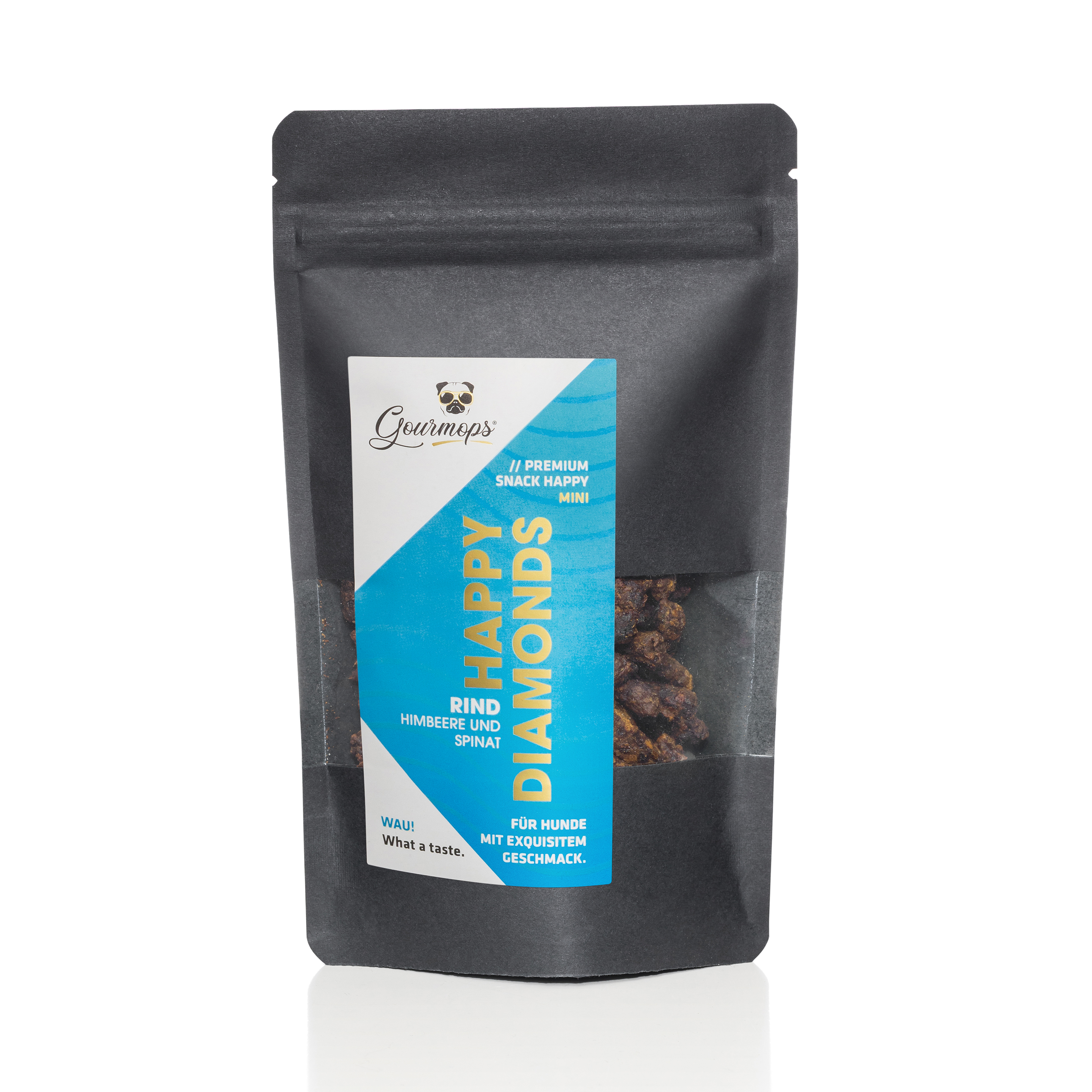 Beutel Happy Diamonds Mini Rind geschlossen mit Etikett